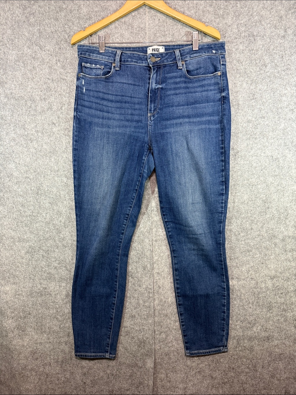 PAIGE Hoxton Ankle Skinny Jeans - Womens 32 - Blue Medium Wash Faded Denim